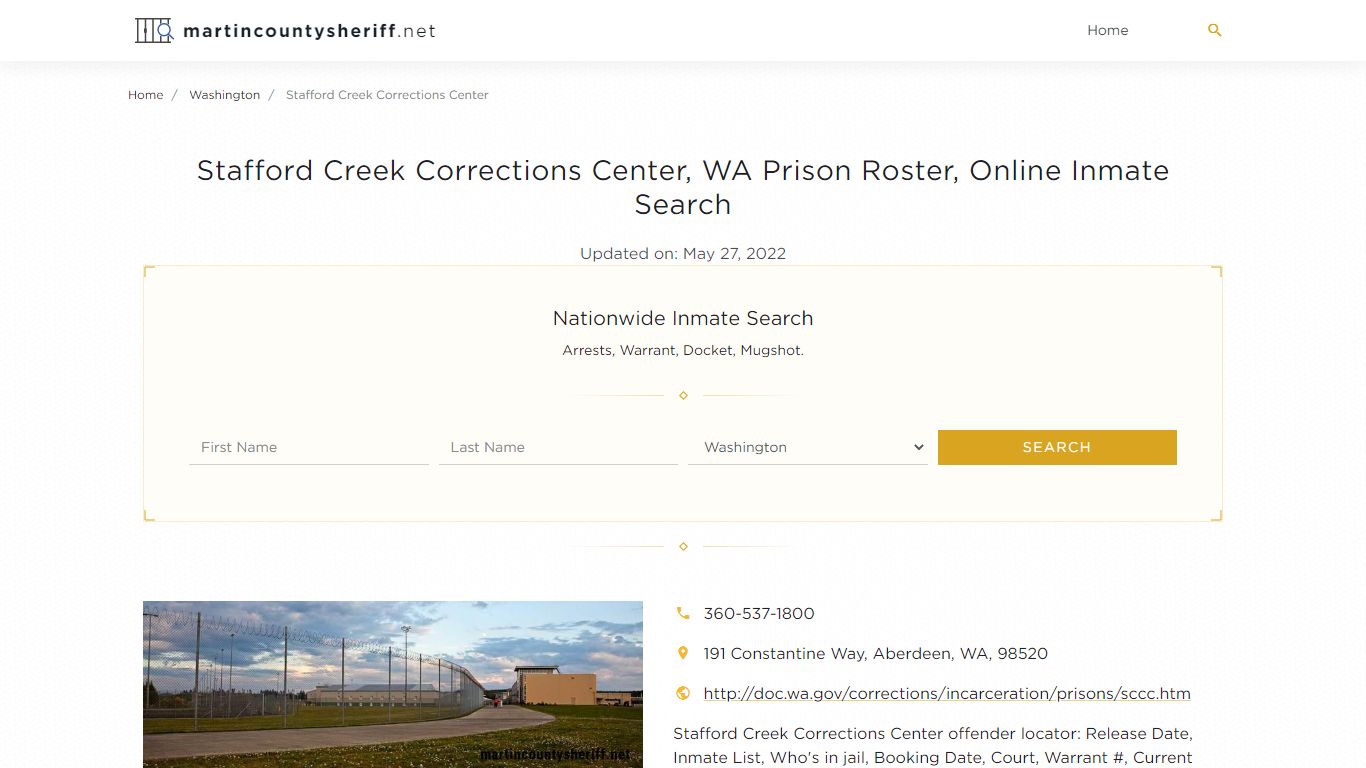 Stafford Creek Corrections Center, WA Prison Roster, Online Inmate ...