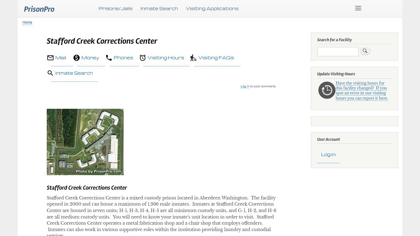 Stafford Creek Corrections Center Visiting hours, inmate phones, mail