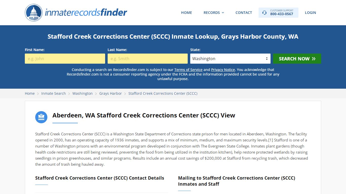 Stafford Creek Corrections Center (SCCC) Roster & Inmate Search, Grays ...